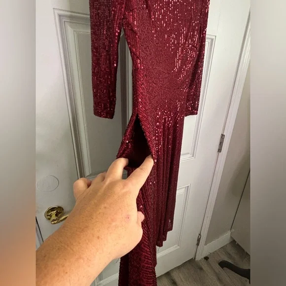 NWOT Unique Vintage Burgundy Sequin Sparkle Dress size medium 6/8 - Picture 5 of 5